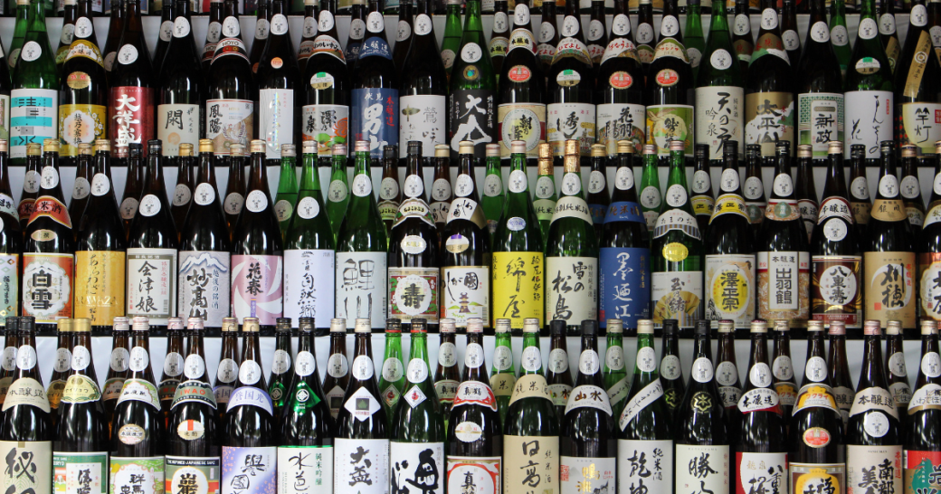 range of sake bottles 